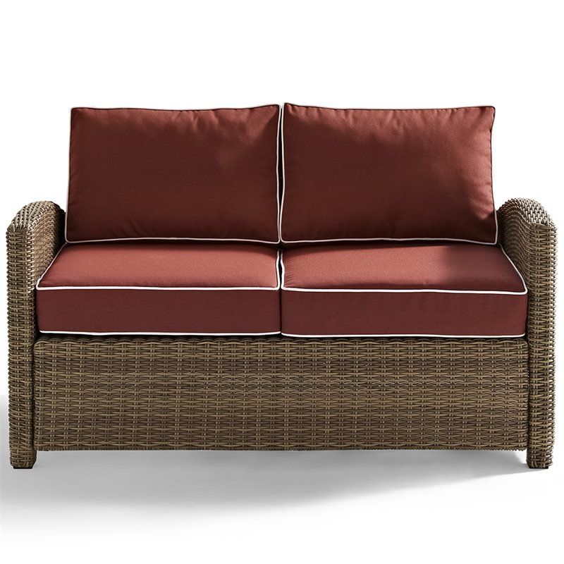2 Piece Outdoor Wicker Sectional Sofa Sets With 2020 Crosley Bradenton 2 Piece Wicker Patio Sofa Set In Brown And Sangria (View 3 of 15)