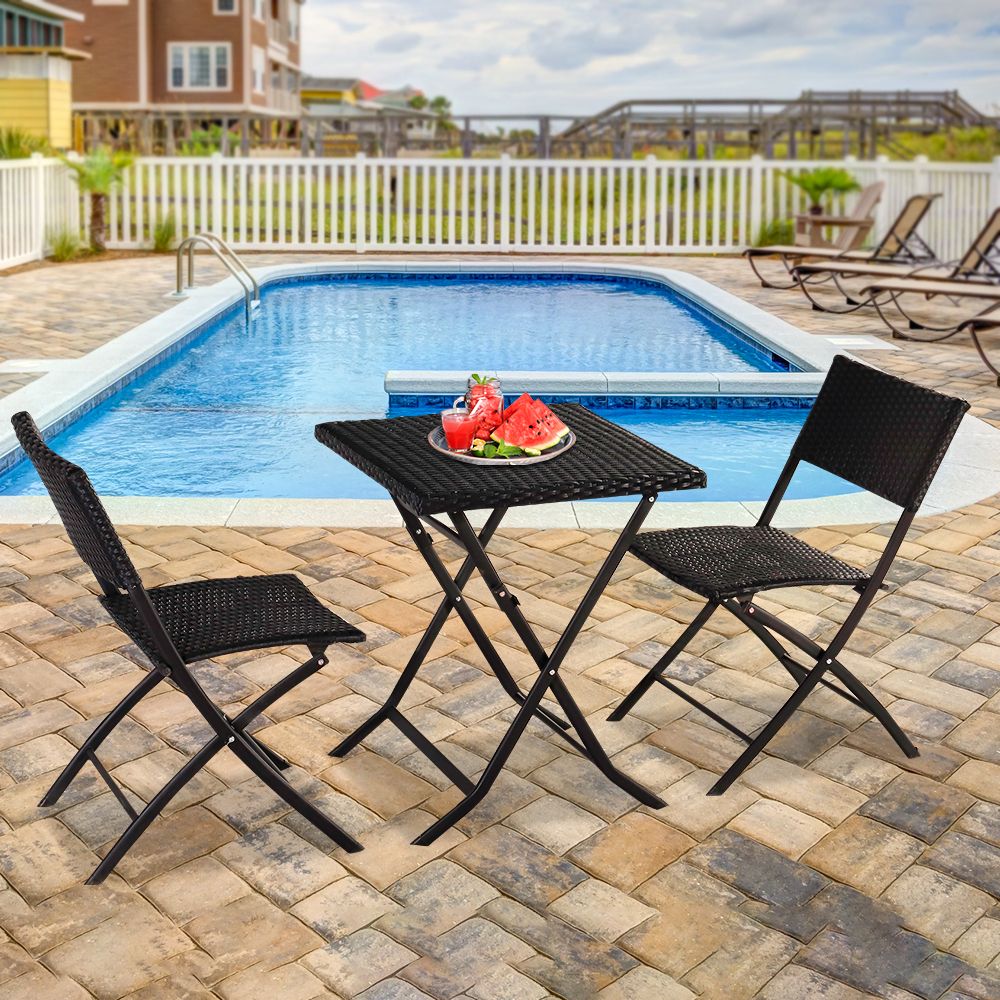 2019 3 Piece Patio Conversation Sets, Outdoor Patio Furniture Set With In Outdoor Wicker Cafe Dining Sets (View 15 of 15)