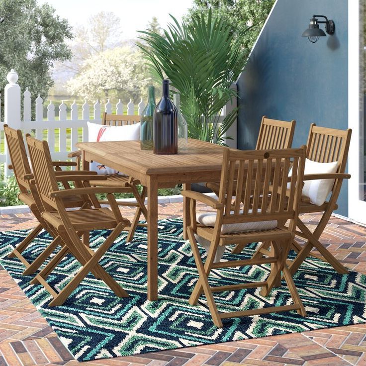 2019 7 Pieces Teak Outdoor Dining Sets For Beachcrest Home Elsmere 7 Piece Teak Dining Set (View 11 of 15)