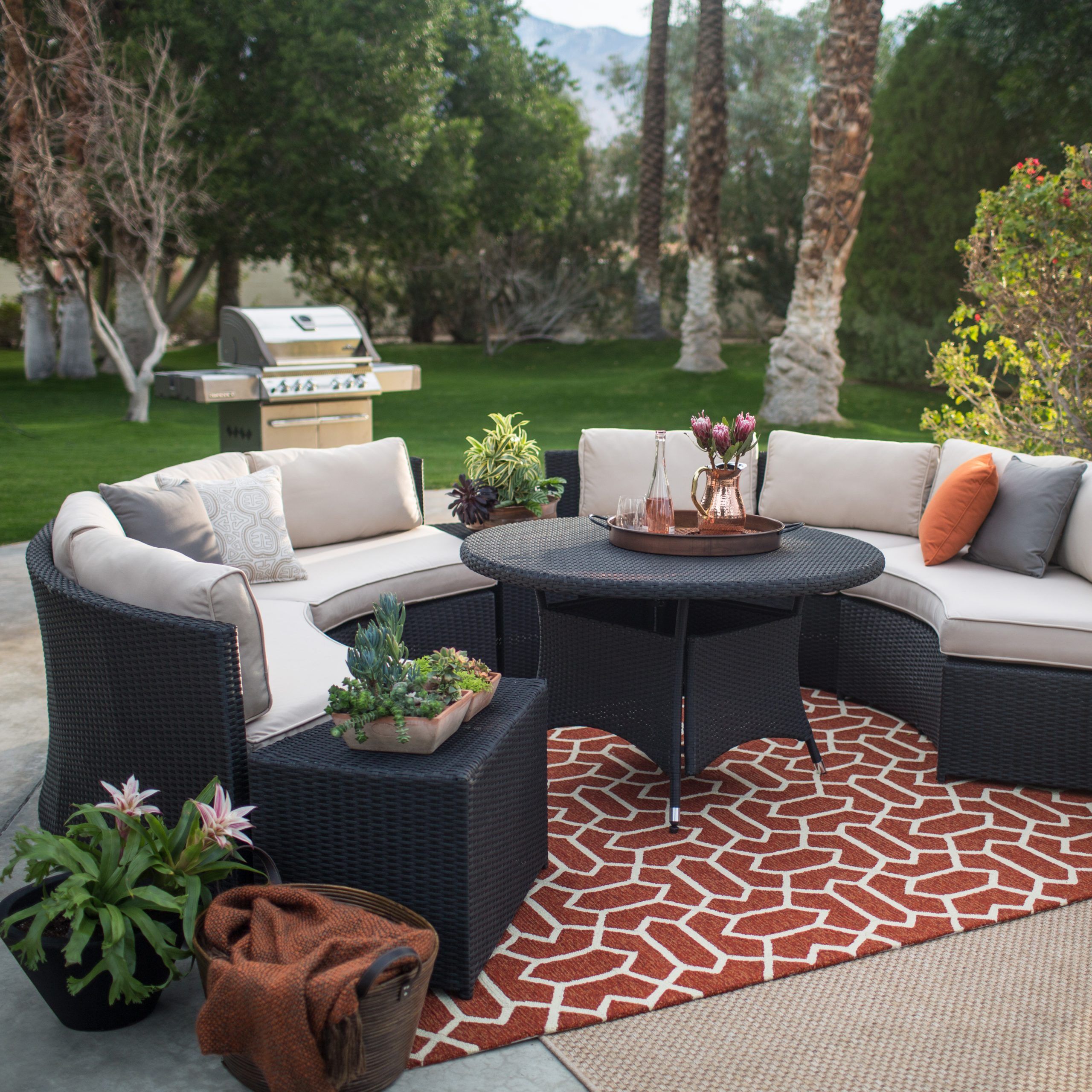 2019 Belham Living Meridian 5 Piece All Weather Wicker Sofa Sectional Patio For Outdoor Seating Sectional Patio Sets (View 10 of 15)