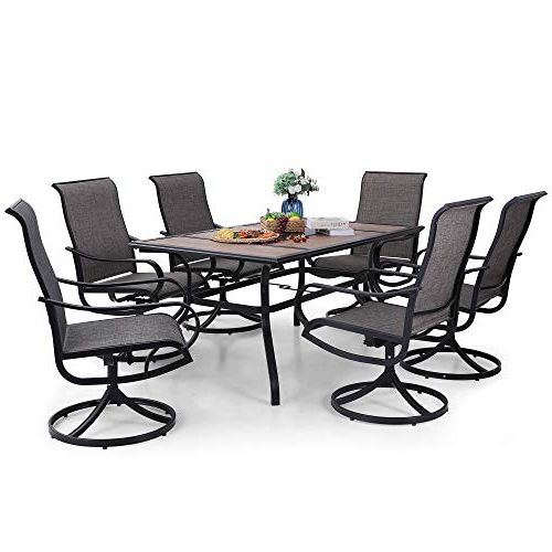 2019 Buy Phi Villa 7 Piece Patio Dining Set, 6 Swivel Patio Chair With Metal Within 7 Piece Large Patio Dining Sets (View 15 of 15)