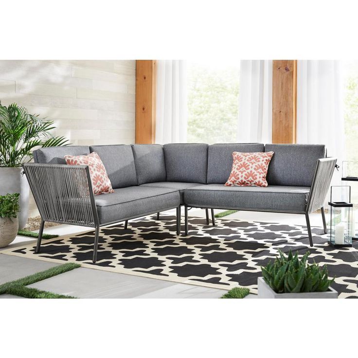 2019 Charcoal Outdoor Conversation Seating Sets Pertaining To Hampton Bay Tolston 3 Piece Wicker Outdoor Patio Sectional Set With (View 13 of 15)