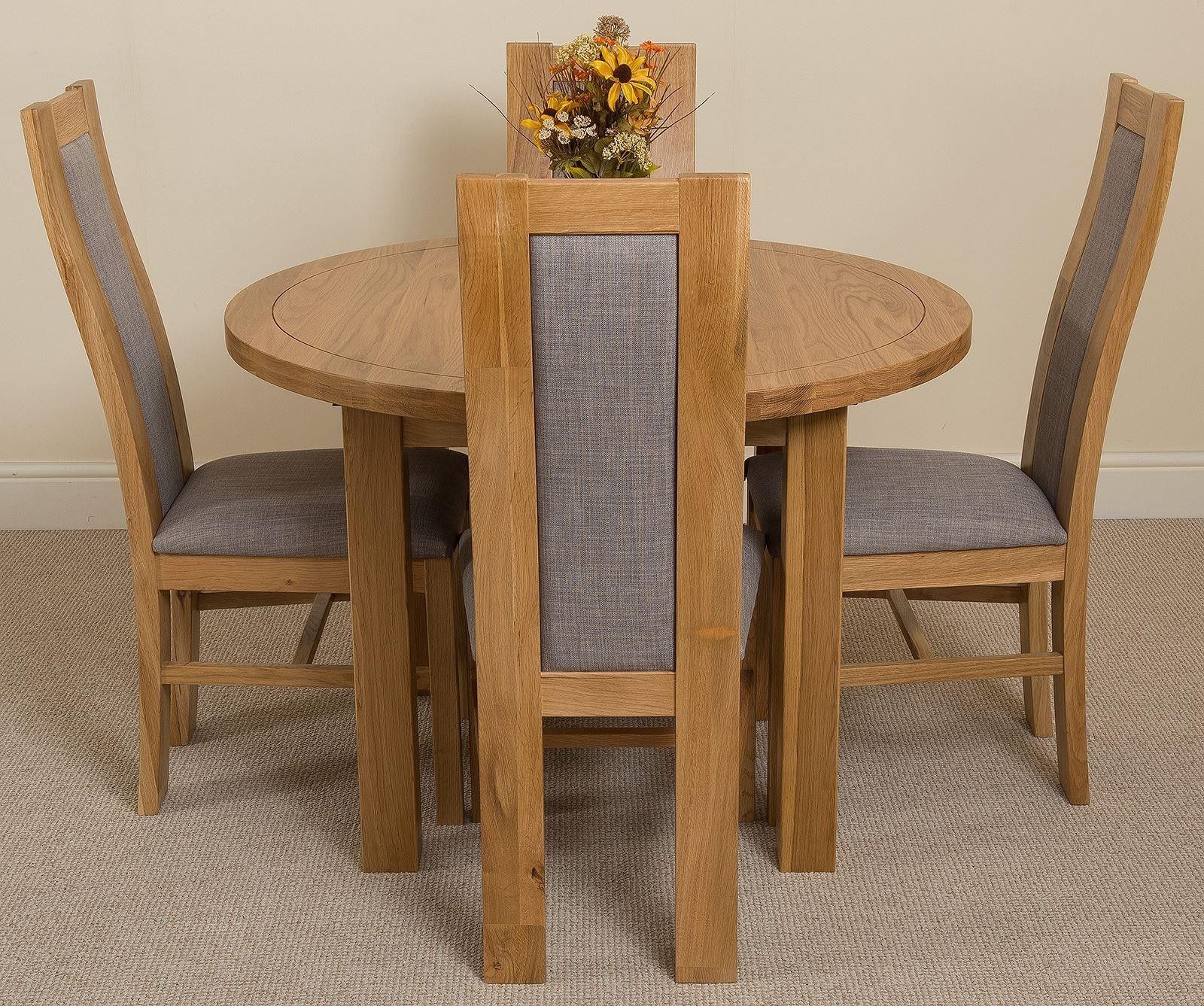 2019 Extendable Oval Patio Dining Sets In Edmonton Solid Oak Extending Oval Dining Table With 4 Stanford Solid (View 4 of 15)