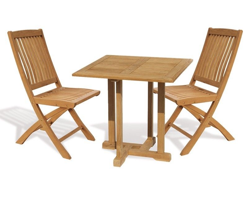 2019 Teak Folding Chair Patio Dining Sets Intended For Canfield 2 Seater Teak Square Garden Table And Bali Folding Chairs Set (View 10 of 15)