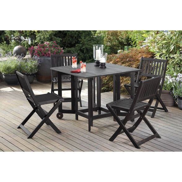 2020 4pk Eucalyptus Folding Chairs Black – Merry Products In  (View 5 of 15)