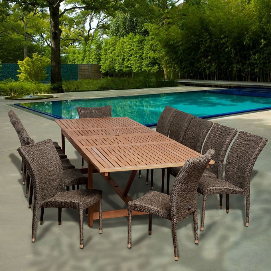 2020 International Home Miami Sc Ley 12bari Amazonia Rouge 13 Piece In Eucalyptus Extendable Patio Dining Sets (View 2 of 15)