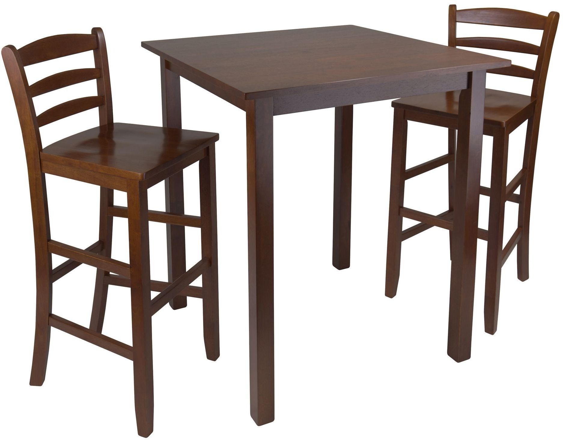3 Piece Bistro Dining Sets In Recent Parkland Walnut 3 Piece Counter Height Dining Set With Ladder Back Bar (View 10 of 15)