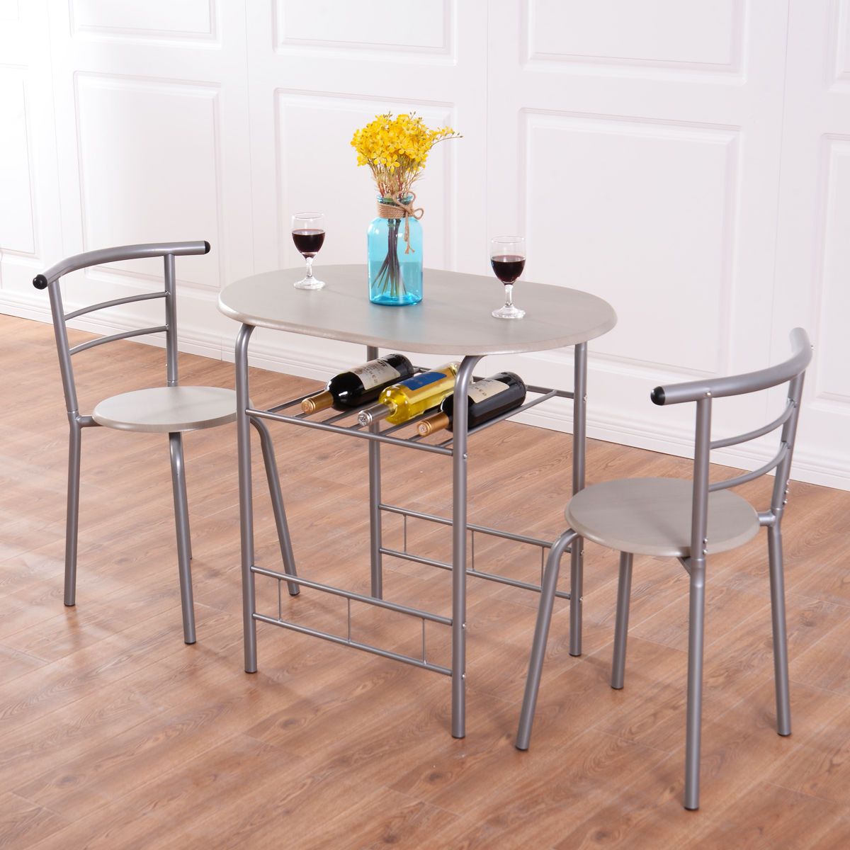3 Piece Bistro Dining Sets With Most Current Costway 3 Piece Dining Set Table 2 Chairs Bistro Pub Home Kitchen (View 5 of 15)
