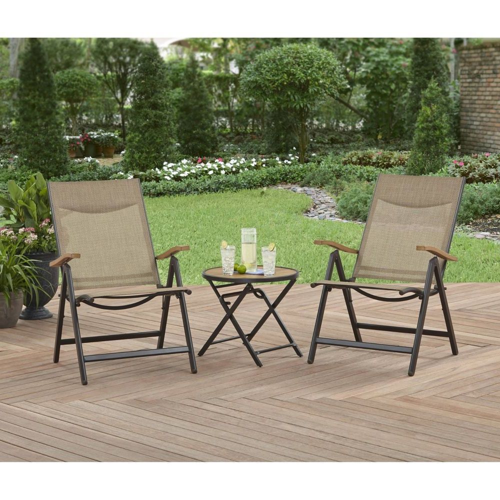 3 Piece Outdoor Table And Chair Sets With Regard To Favorite 3 Piece Outdoor Conversation Set Round Table And Chairs Metal Patio (View 4 of 15)