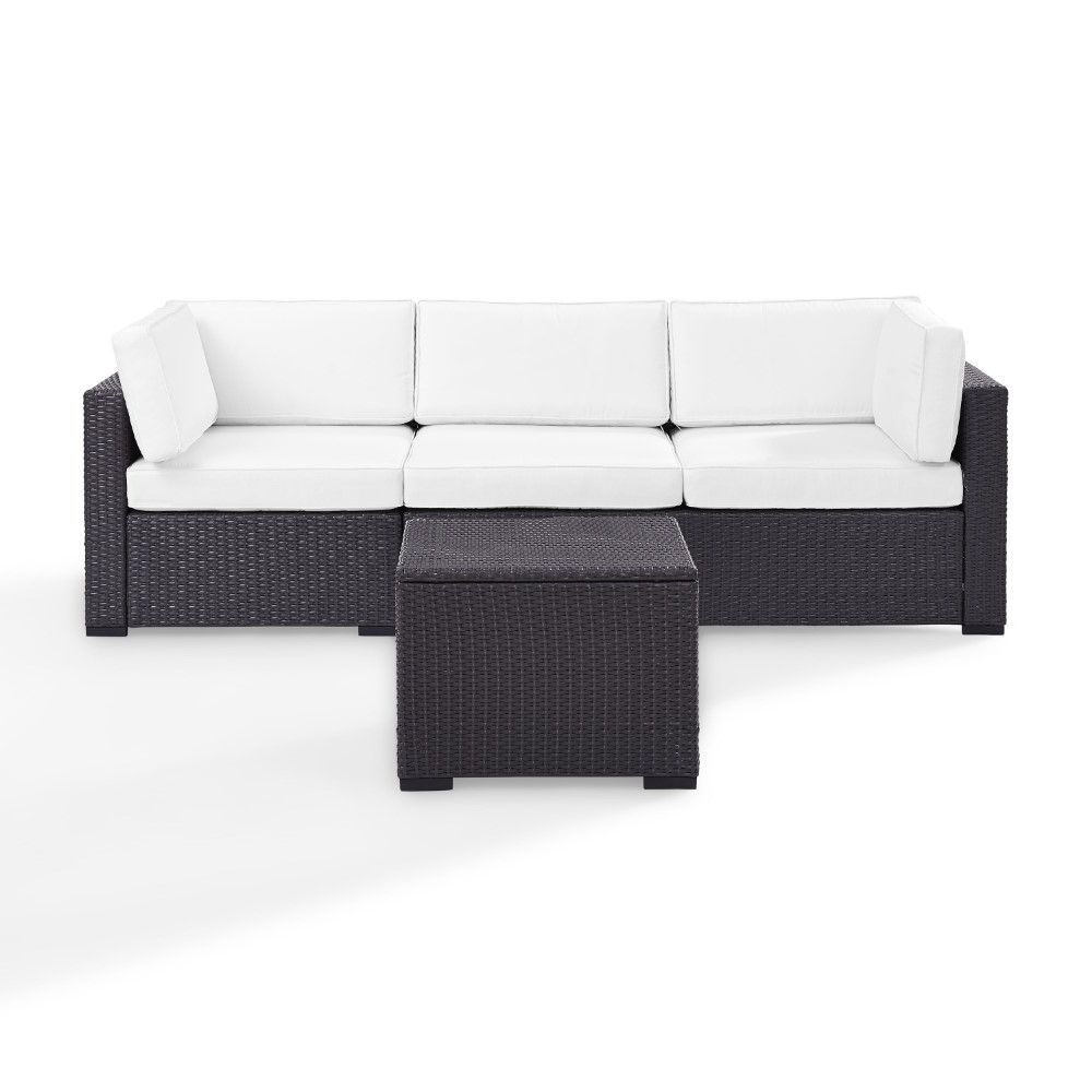 3 Piece Outdoor Table And Loveseat Sets Regarding Favorite Crosley Furniture – Biscayne 3 Piece Outdoor Wicker Sectional Set White (View 2 of 15)