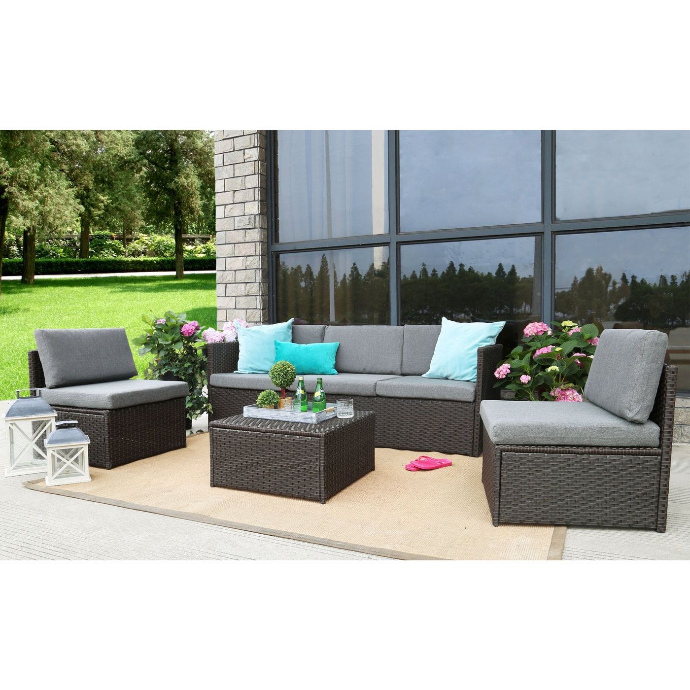 4 Piece Outdoor Seating Patio Sets Within Popular Baner Garden K16ch 4 Piece Complete Outdoor Furniture Seating Patio (View 8 of 15)