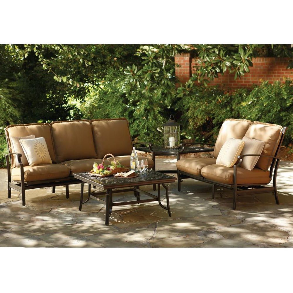 4 Piece Outdoor Sectional Patio Sets In Favorite Thomasville Messina 4 Piece Patio Sectional Seating Set With Cocoa (View 8 of 15)