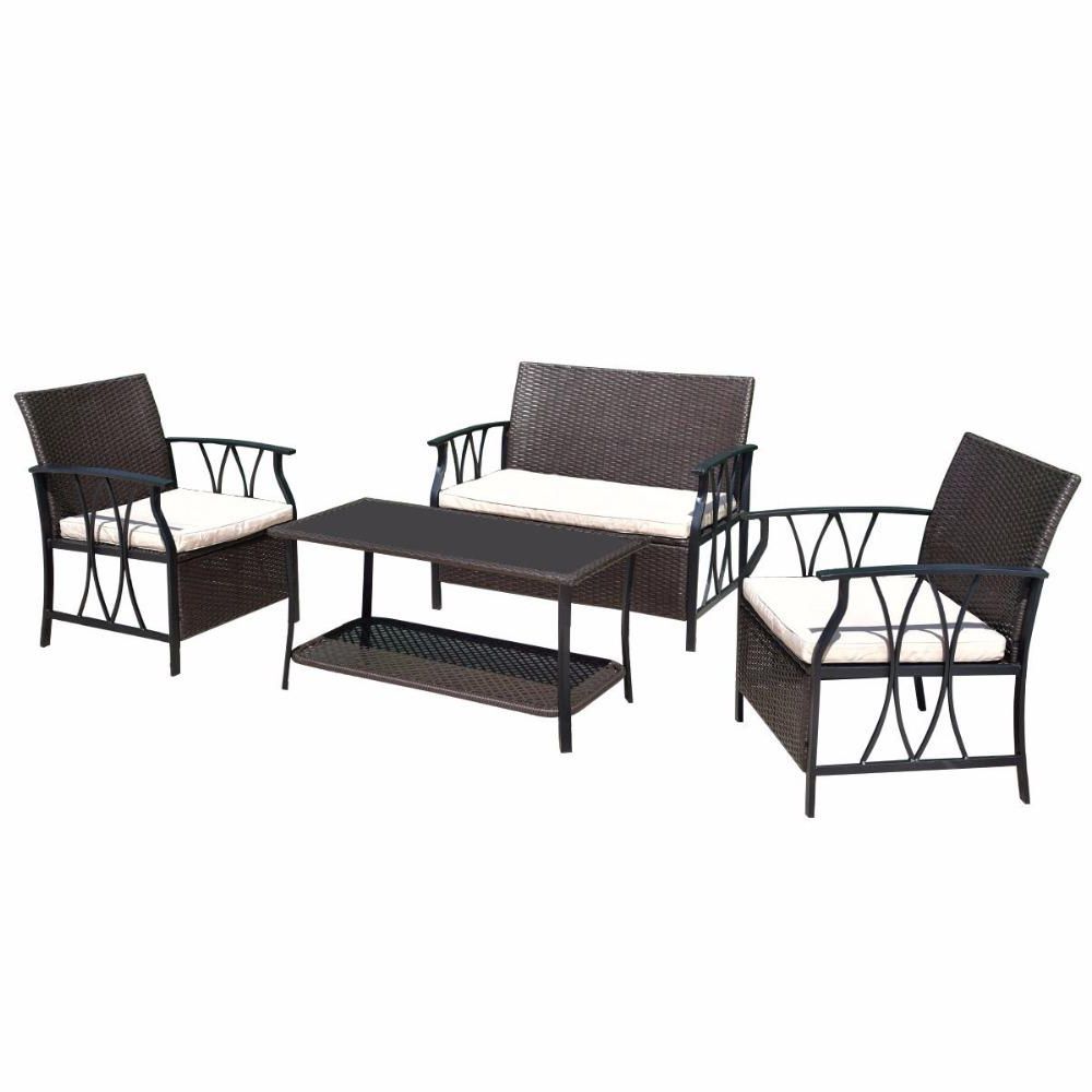 4 Piece Outdoor Sectional Patio Sets Pertaining To Well Liked 4 Piece Outdoor Sectional Patio Furniture Set (View 9 of 15)