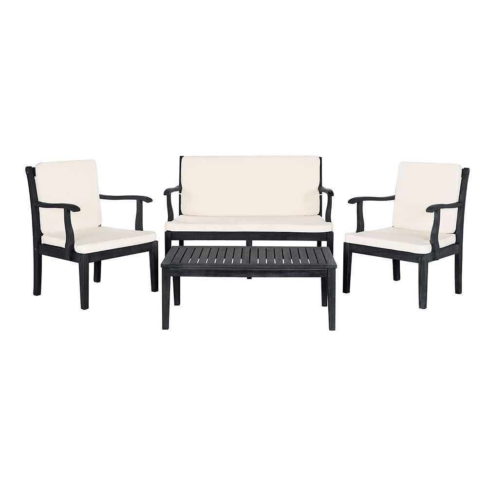 4 Piece Wicker Outdoor Seating Sets Intended For Well Known Safavieh Bradbury Indoor / Outdoor Loveseat, Chair & Coffee Table  (View 15 of 15)