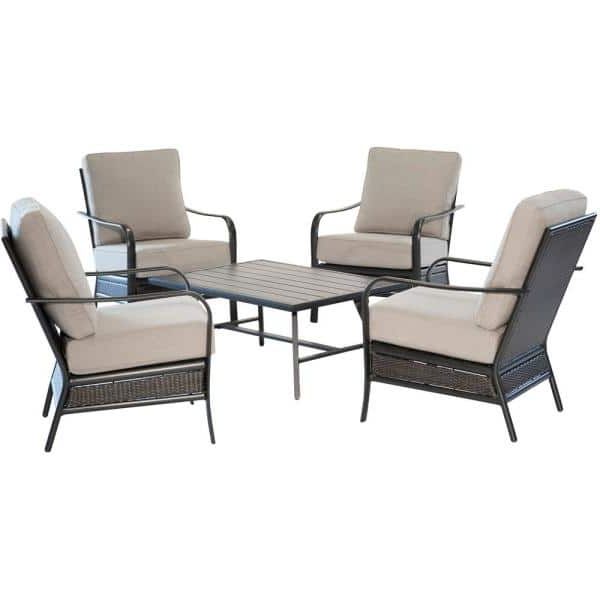 5 Piece 5 Seat Outdoor Patio Sets With Regard To Popular Hanover Oakmont 5 Piece Commercial Aluminum Woven Patio Conversation (View 1 of 15)