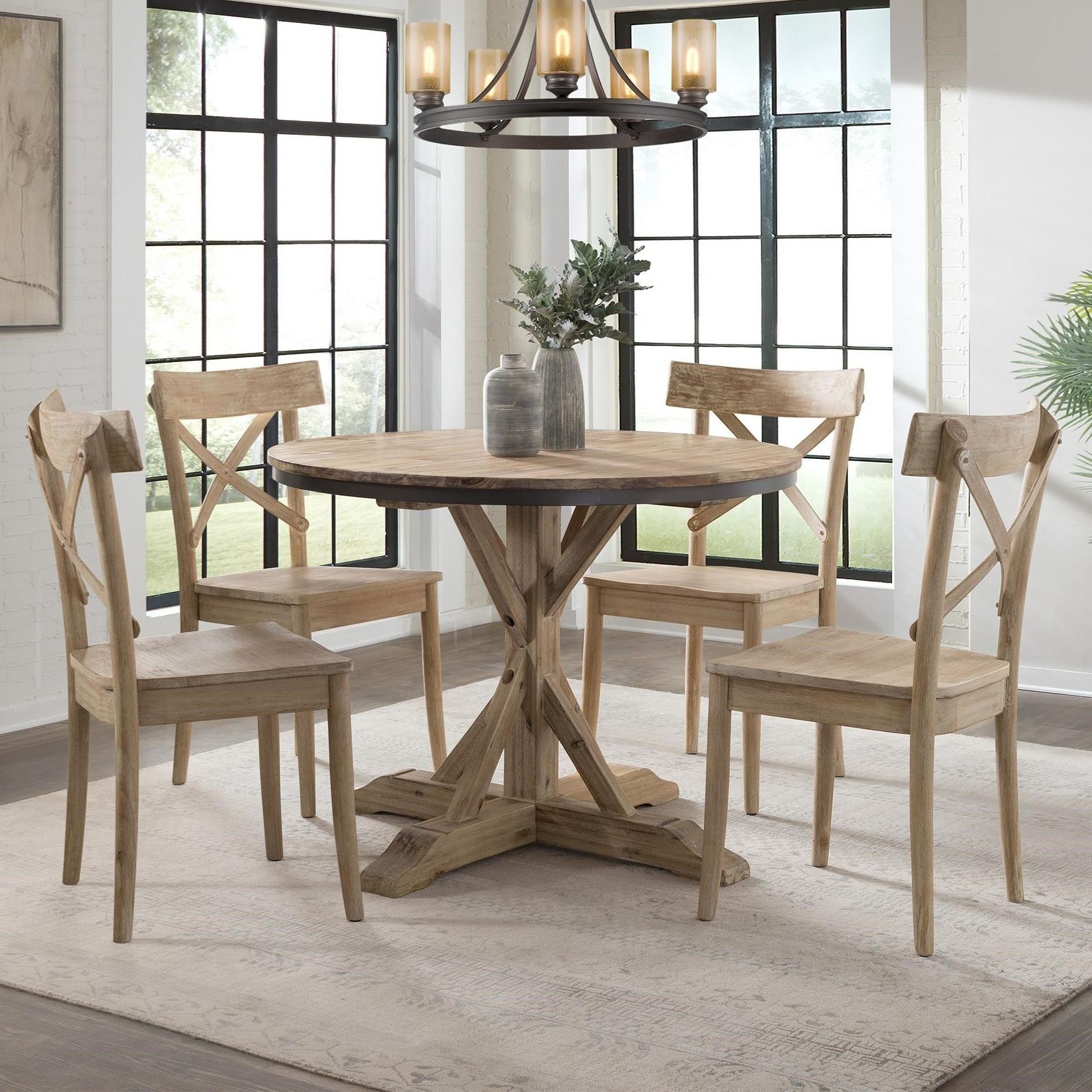 5 Piece Cafe Dining Sets For Most Popular Elements International Callista Contemporary Round Standard Height  (View 3 of 15)