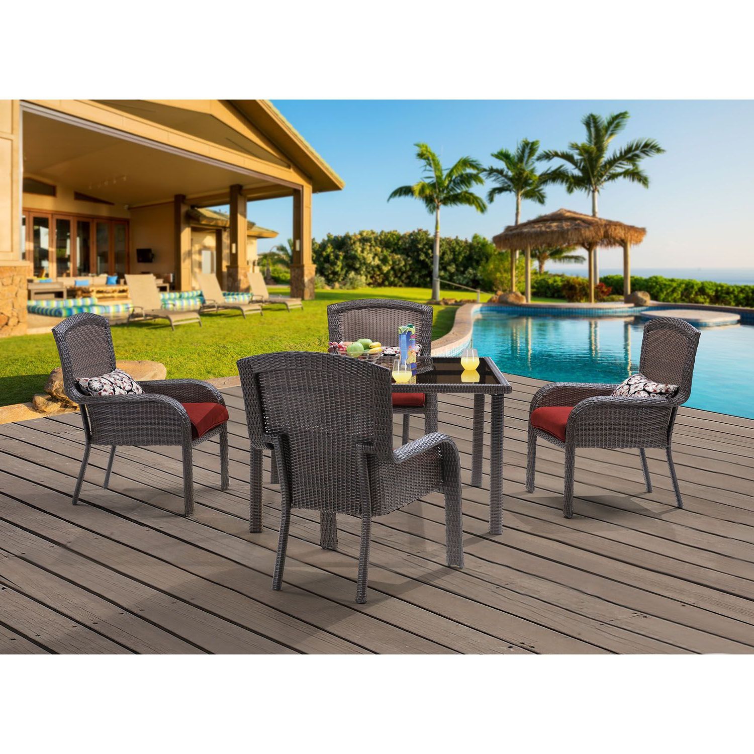 5 Piece Dining Set Throughout Well Known Red 5 Piece Outdoor Dining Sets (View 14 of 15)