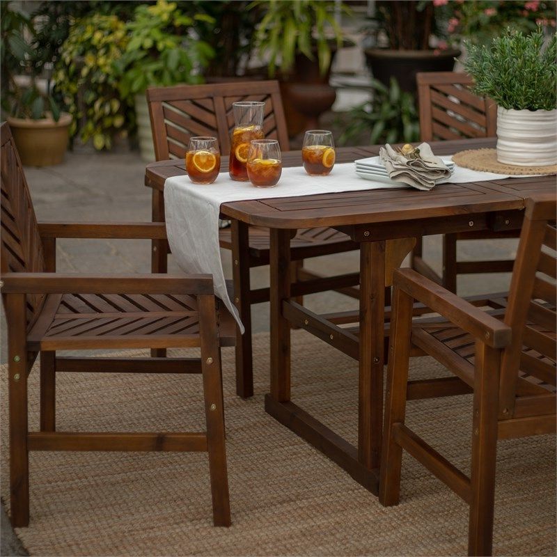 5 Piece Extendable Outdoor Patio Dining Set – Dark Brown – Ow5txvindb Intended For Well Known Extendable Patio Dining Set (View 5 of 15)
