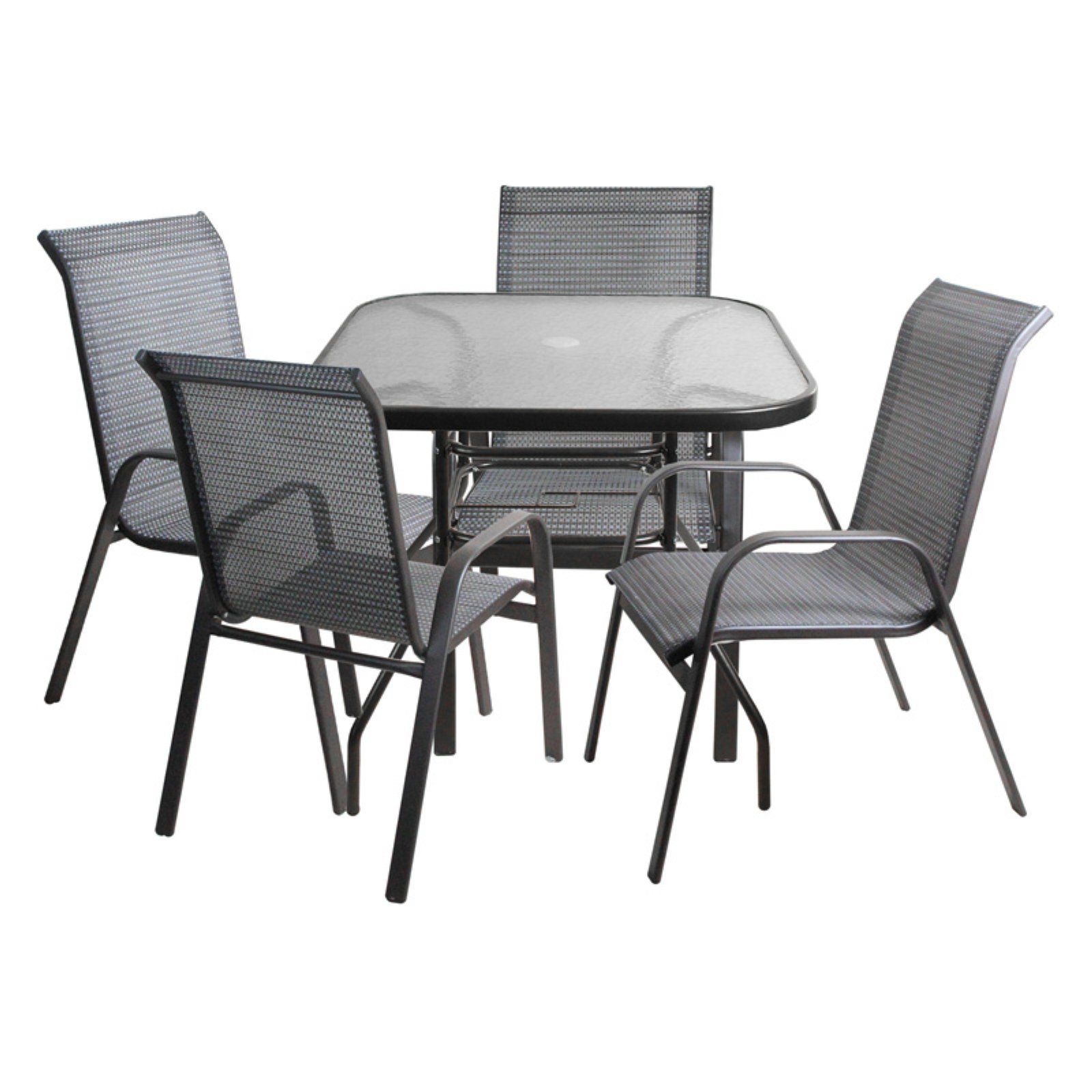 5 Piece Outdoor Seating Patio Sets Inside Favorite Cc Outdoor Living 5 Piece Outdoor Mesh Textilene And Steel Rectangle (View 14 of 15)