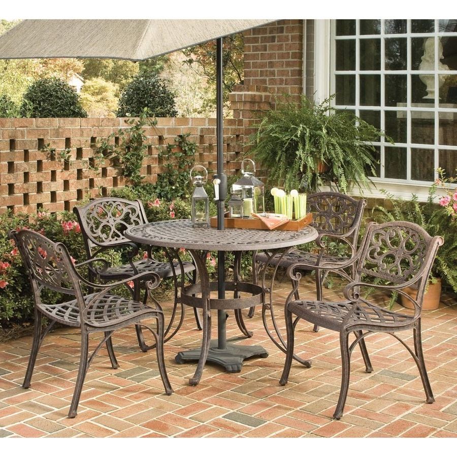 5 Piece Outdoor Seating Patio Sets Throughout Well Known Shop Home Styles Biscayne 5 Piece Brown Metal Frame Patio Dining Set At (View 12 of 15)