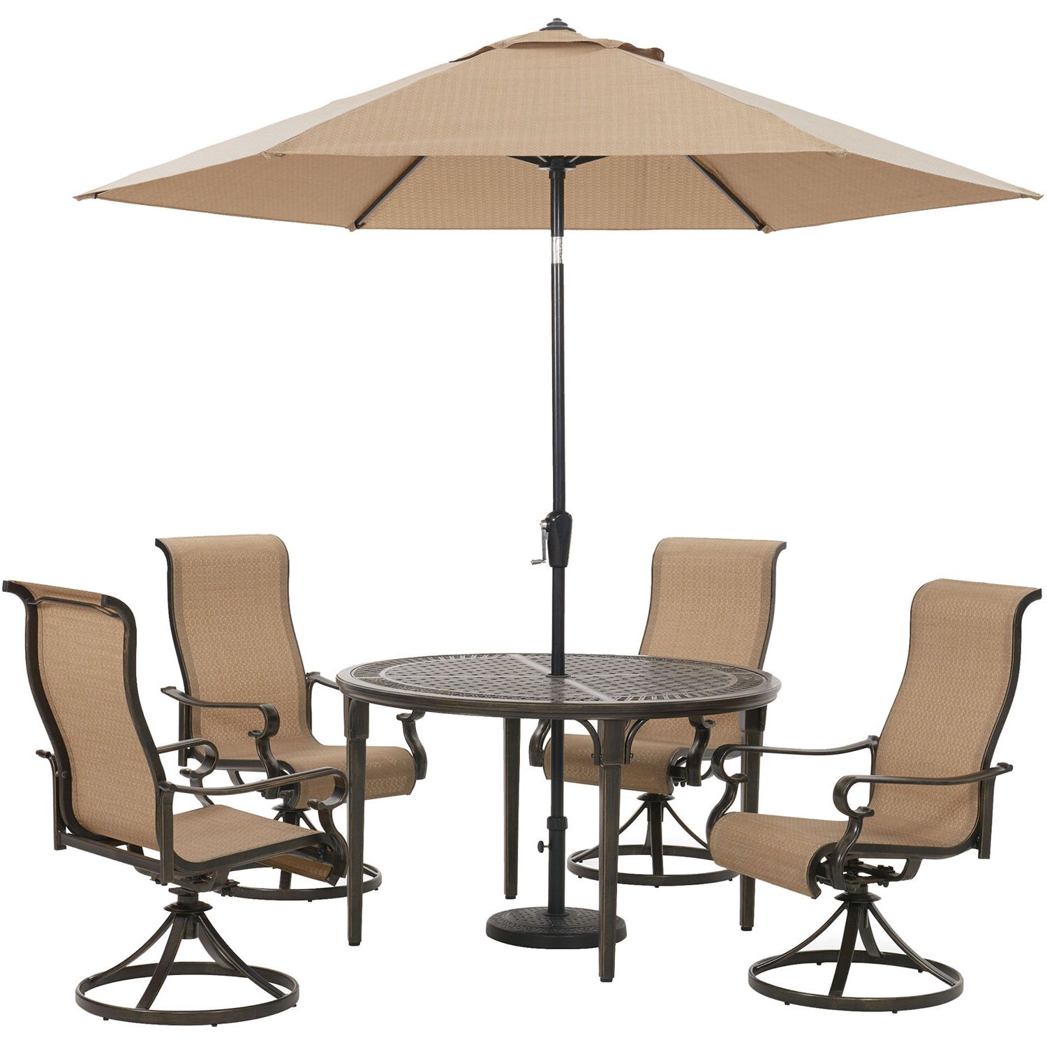 5 Piece Patio Dining Set Inside Favorite Hanover Brigantine 5 Piece Outdoor Dining Set With 4 Sling Swivel (View 7 of 15)