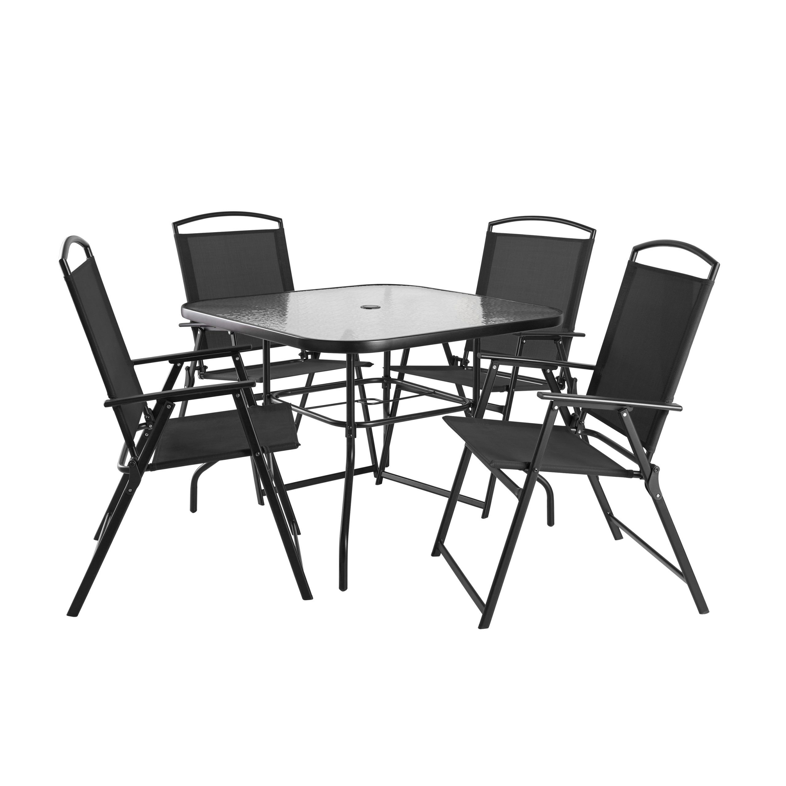 5 Piece Patio Dining Set With Regard To Preferred Mainstays Albany Lane Outdoor Patio 5 Piece Dining Set, Black Frame And (View 12 of 15)