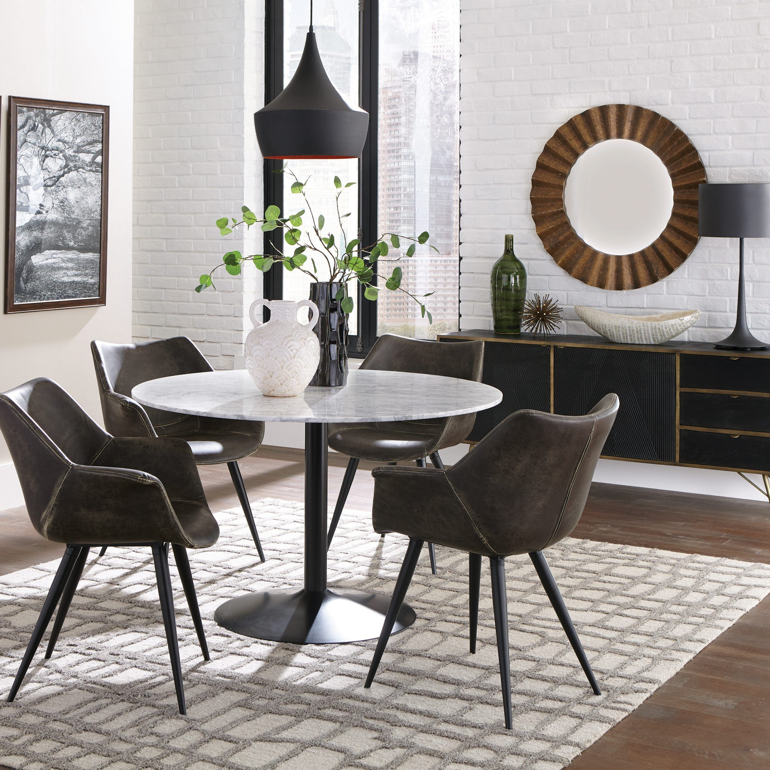 5 Piece Round Dining Sets With Recent Bartole 5 Piece Round Dining Set White And Antique Bomber – Coaster (View 7 of 15)