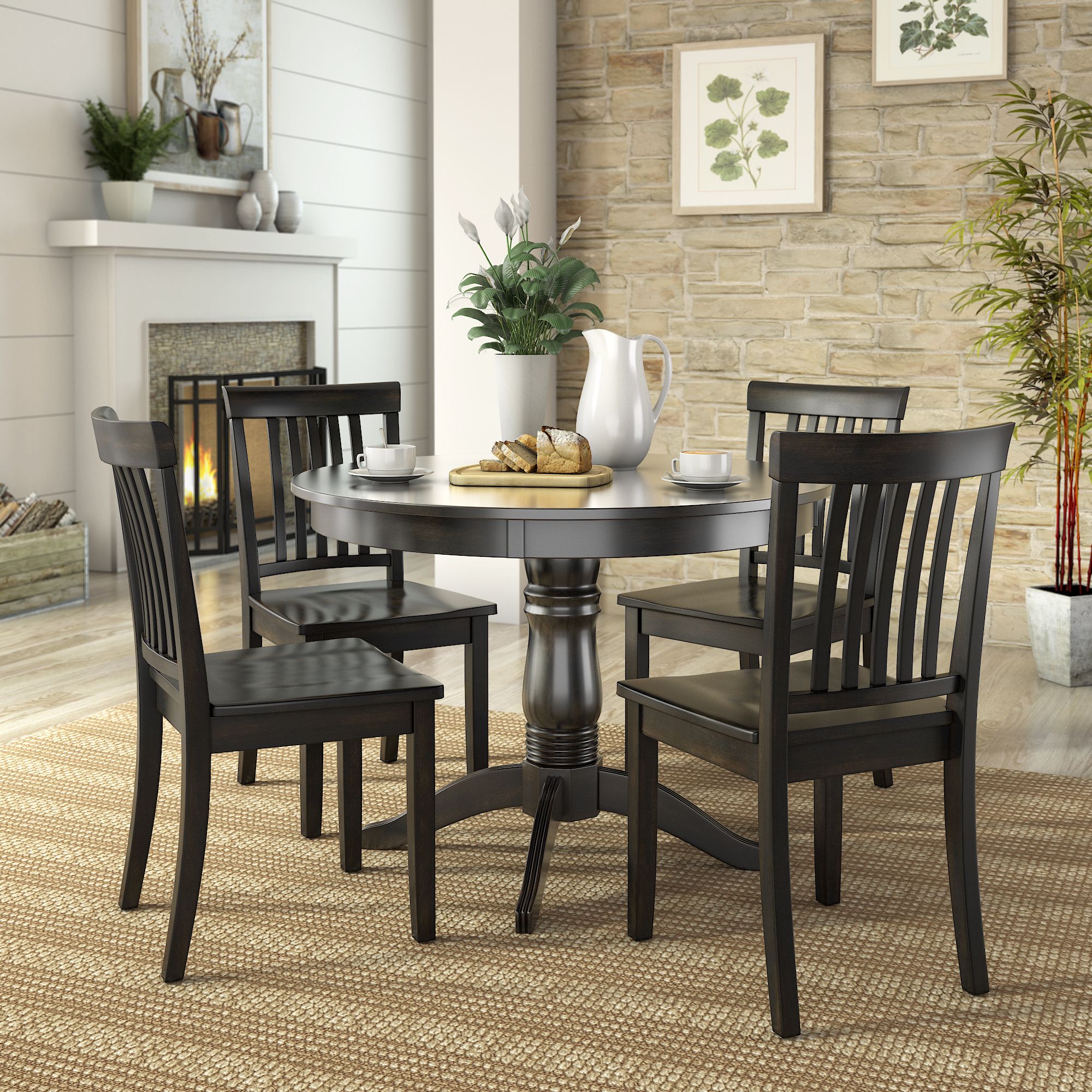 5 Piece Round Dining Sets Within Popular Lexington 5 Piece Wood Dining Set, Round Table And 4 Mission Back (View 3 of 15)