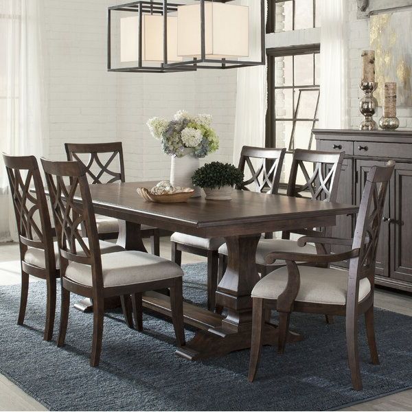 7 Piece Extendable Dining Sets Regarding Most Current Trisha Yearwood Home Collection 7 – Piece Extendable Solid Wood Dining (View 6 of 15)