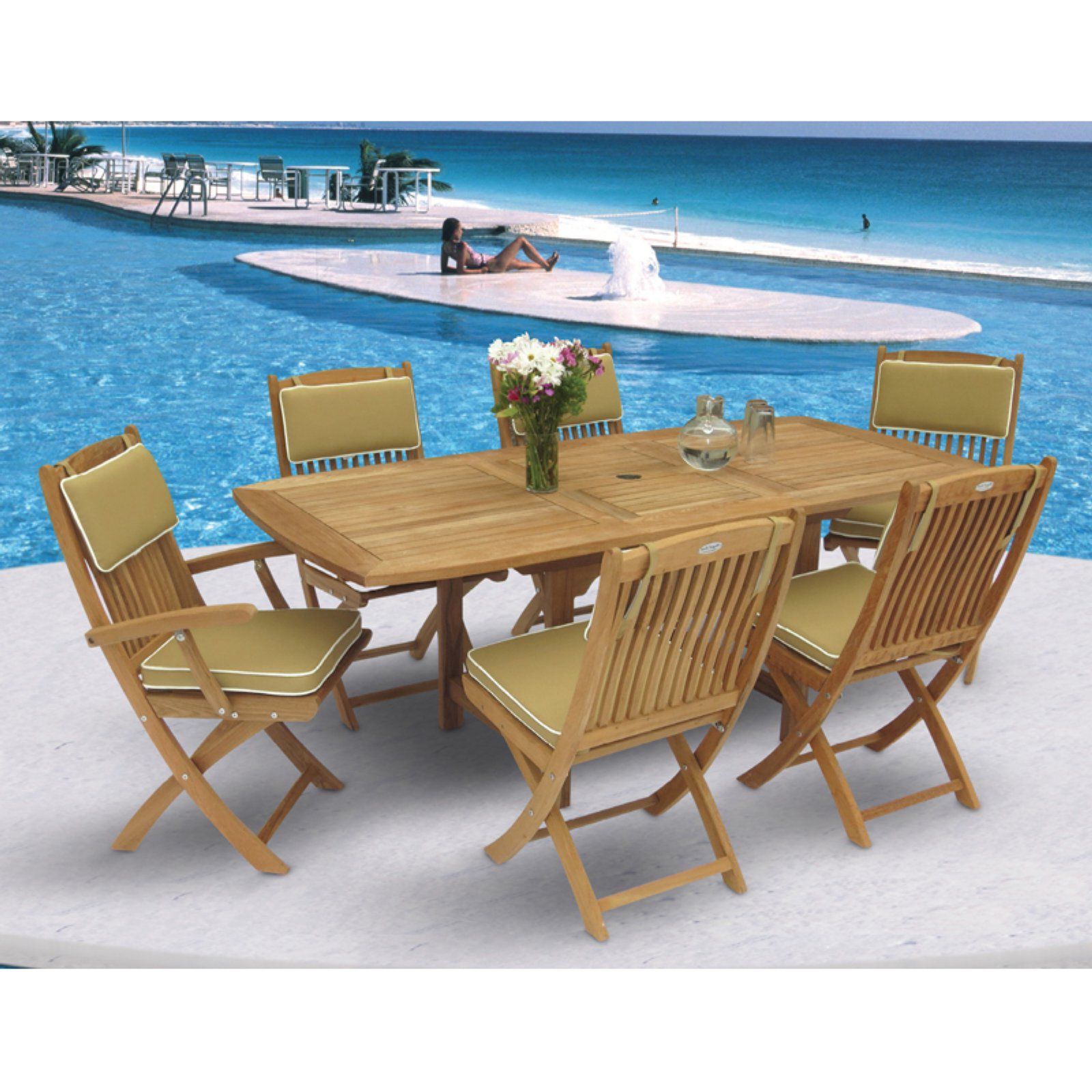 7 Piece Large Patio Dining Sets Inside Most Current Outdoor Royal Teak Wood 7 Piece Rectangular Extension Patio Dining Set (View 8 of 15)