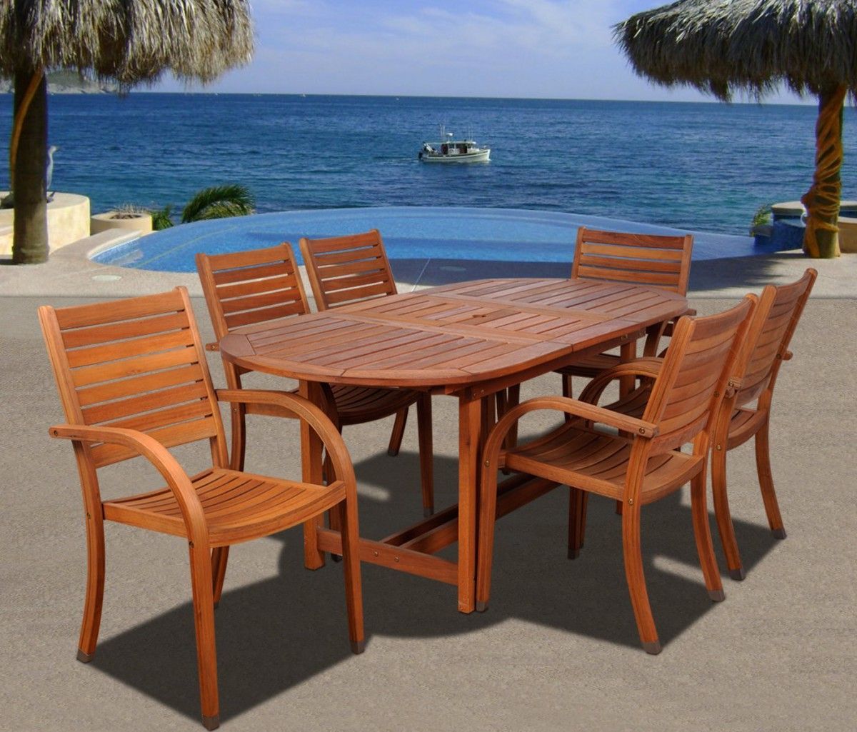 7 Piece Large Patio Dining Sets With Well Liked Amazonia Arizona 7 Piece Wood Outdoor Dining Set With 83" Oval Table (View 9 of 15)