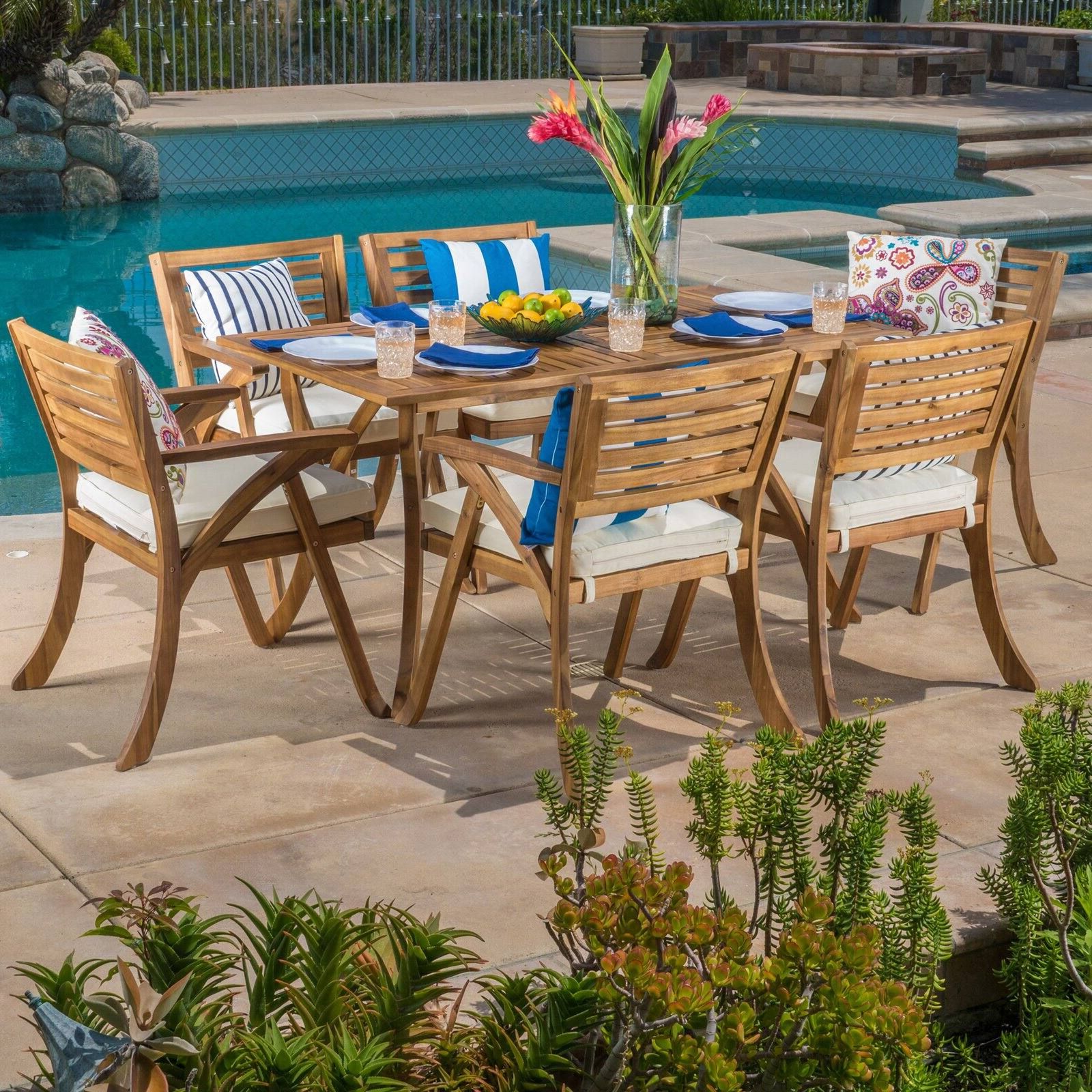 7 Piece Rectangular Patio Dining Sets Within 2020 Naomi Wood 7 Piece Rectangular Patio Dining Set With Cushions – Walmart (View 4 of 15)