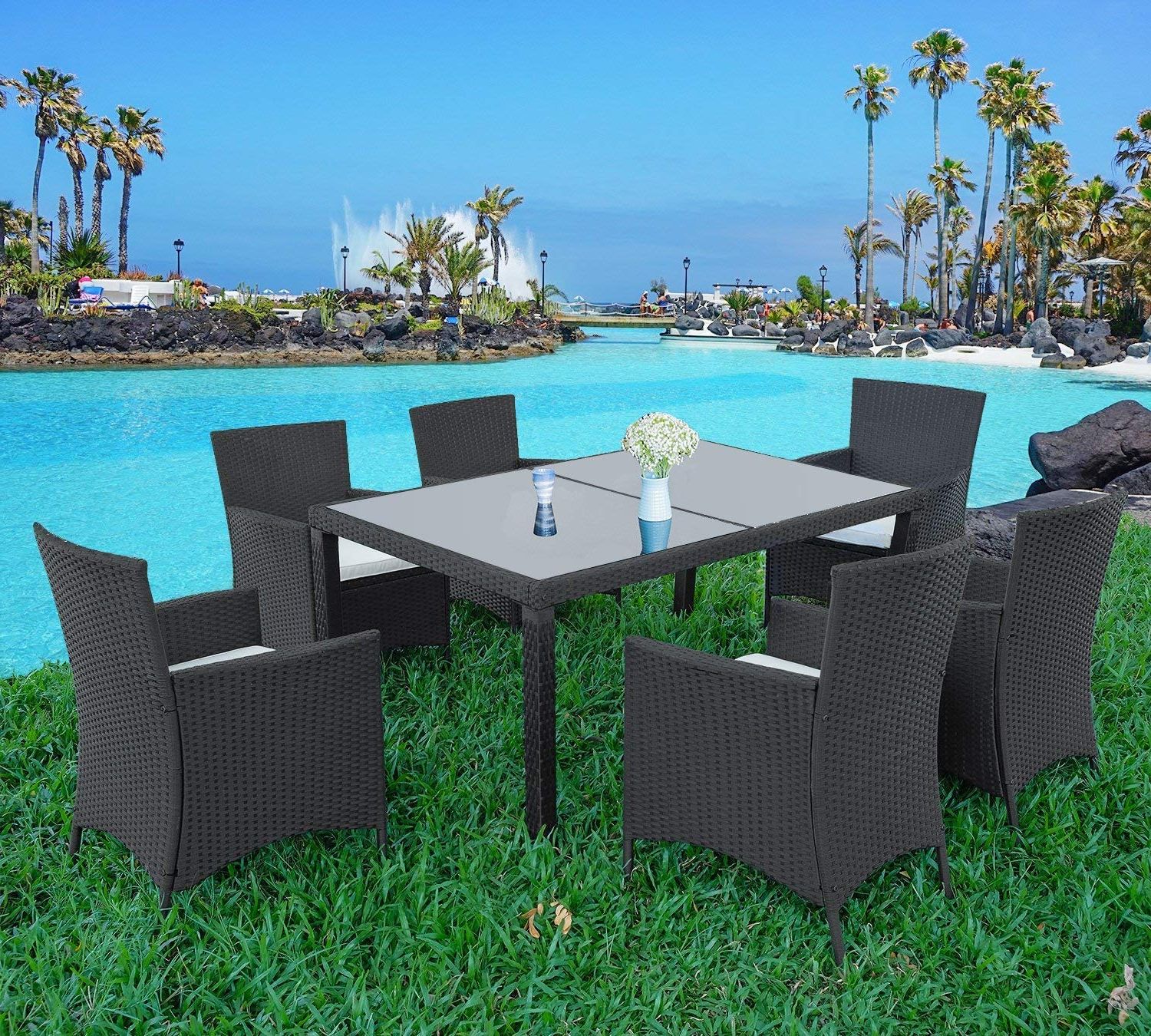 7 Piece Small Patio Dining Sets For Most Current Outdoor Dining Set, 7 Piece Wicker Furniture Conversation Set, 6 Rattan (View 10 of 15)
