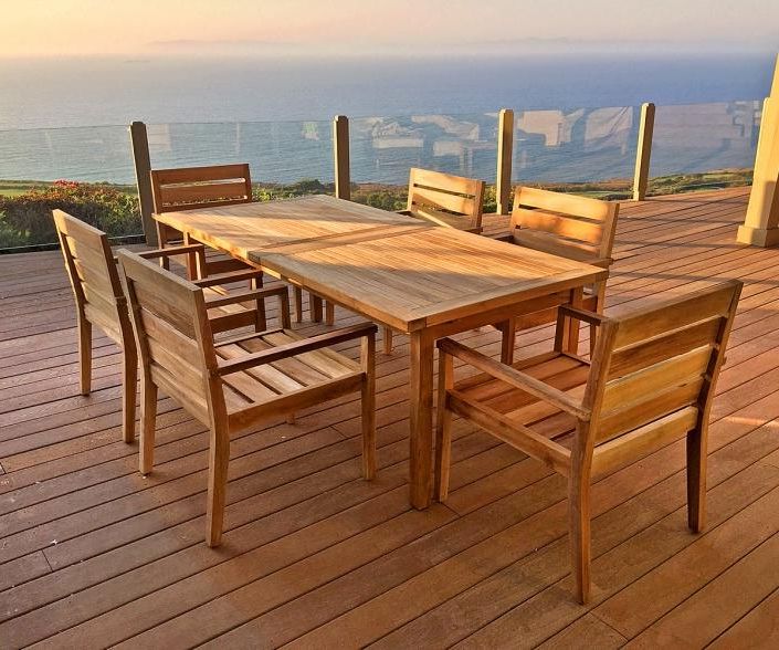 7 Piece Teak Wood Dining Sets Throughout Well Known Teak 7 Piece Dining Set With Sunbrella Cushions – Iksun Teak Patio (View 3 of 15)