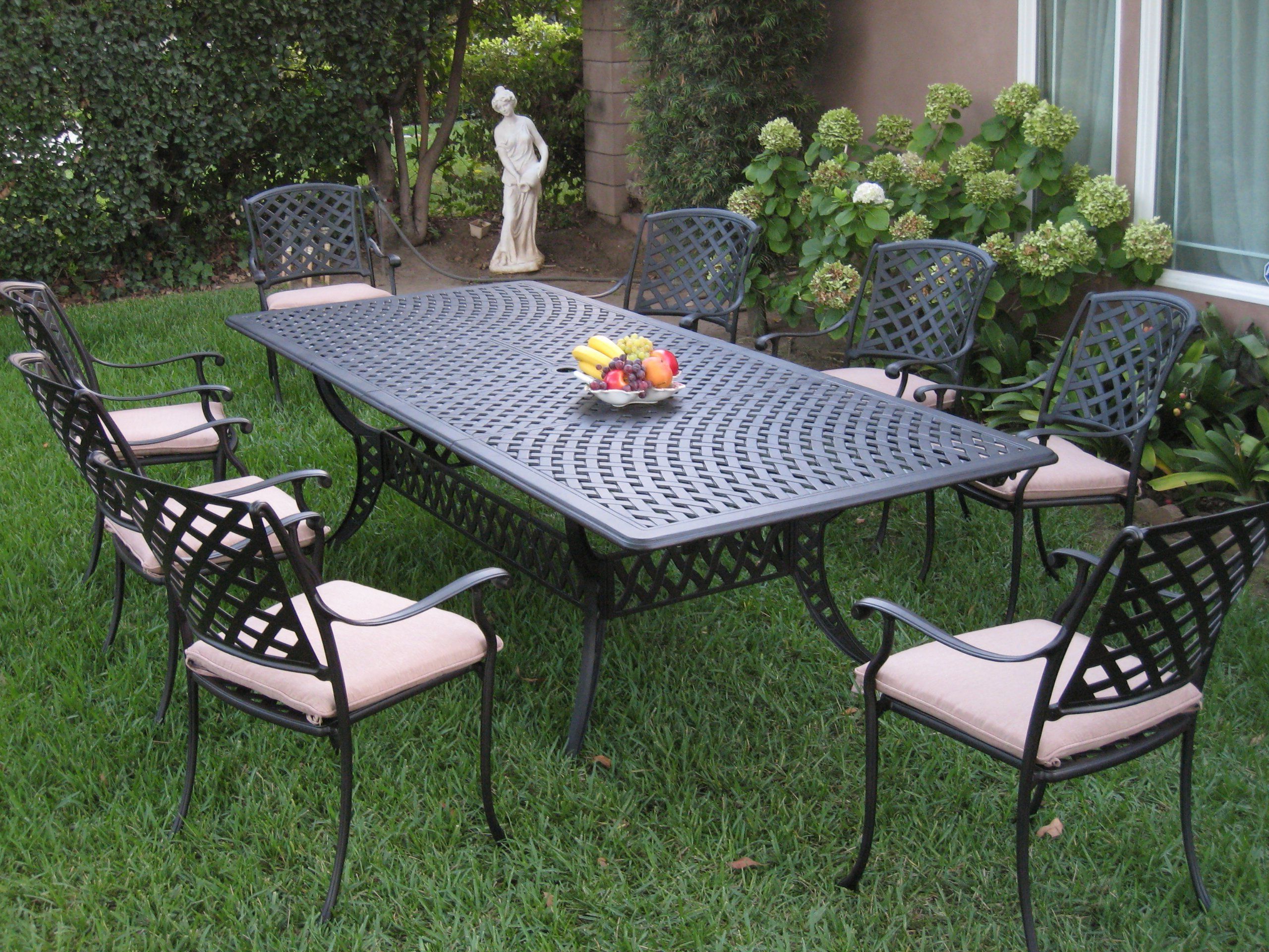 9 Piece Extendable Patio Dining Sets Inside Most Recently Released Cast Aluminum Outdoor Patio Furniture 9 Piece Extension Dining Table (View 15 of 15)