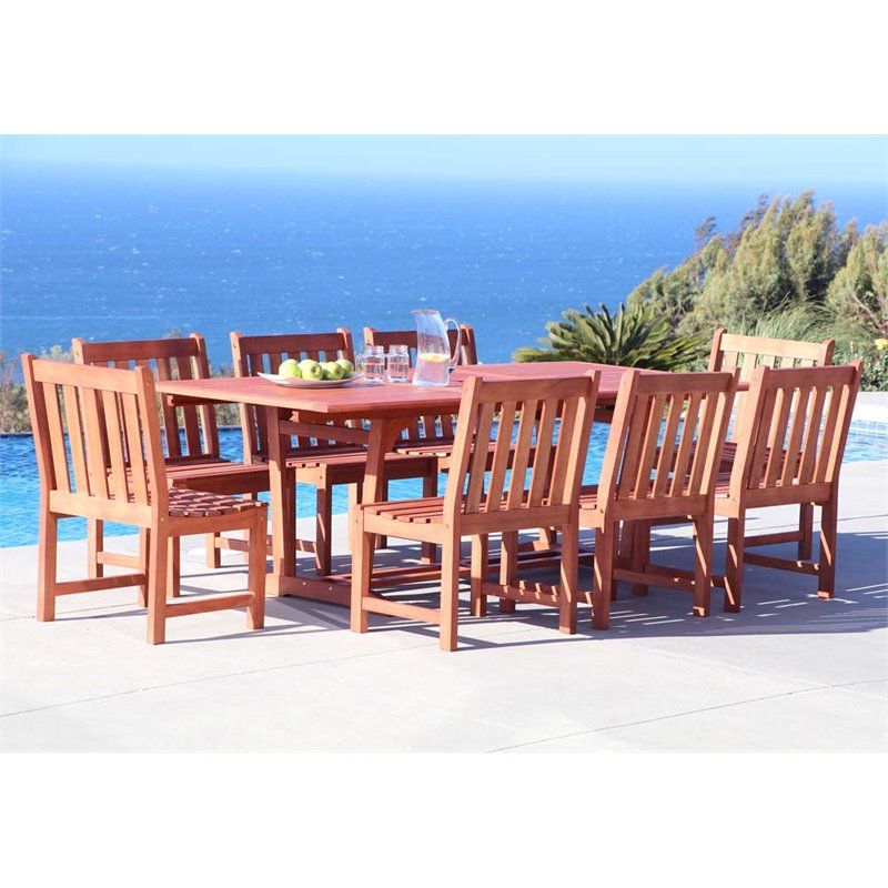 9 Piece Extendable Patio Dining Sets With Regard To Current Malibu Outdoor 9 Piece Wood Patio Dining Set With Extension Table (View 9 of 15)