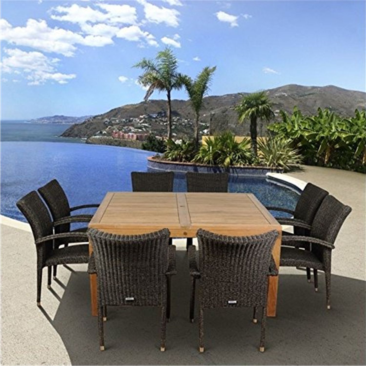 9 Piece Outdoor Square Dining Sets With Latest Versailles 9 Piece Teak Square Patio Dining Set – Walmart – Walmart (View 4 of 15)