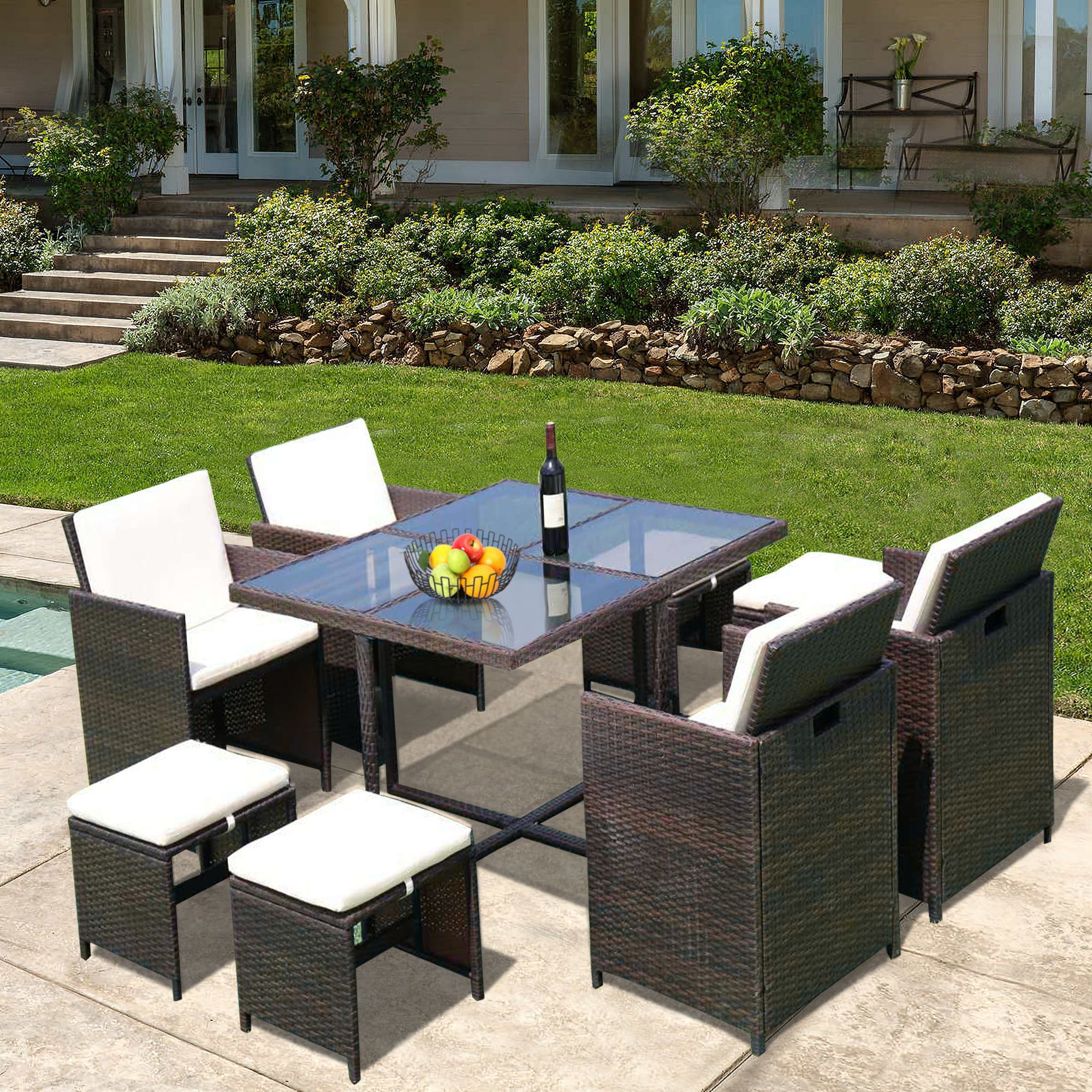 9 Piece Patio Dining Sets With Most Recently Released Clearance! 9 Piece Indoor Outdoor Wicker Dining Set Furniture, Patio (View 11 of 15)