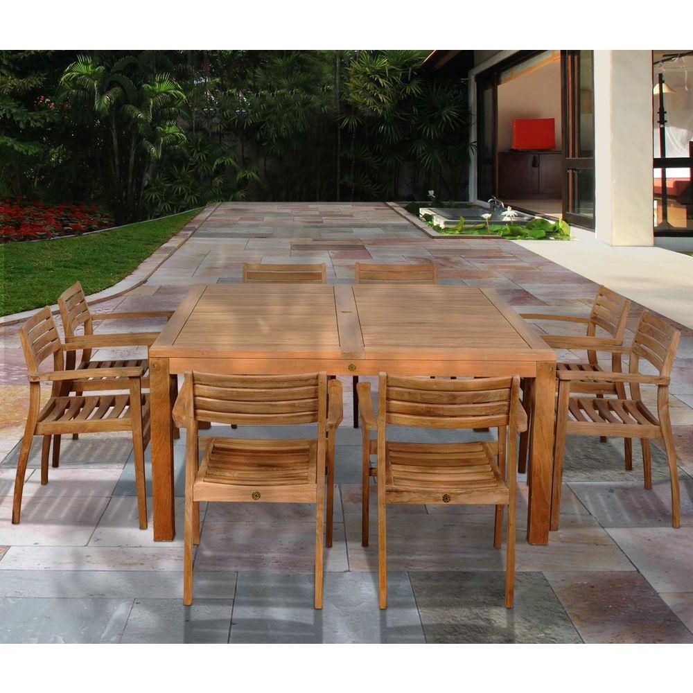 9 Piece Square Dining Sets Throughout Best And Newest Amazonia Victoria Square 9 Piece Teak Patio Dining Set Sc Rinsq 8ninia (View 13 of 15)