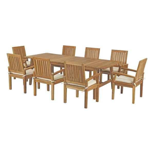 9 Piece Teak Outdoor Dining Sets Pertaining To Fashionable Marina 9 Piece Outdoor Patio Teak Outdoor Dining Set – Overstock –  (View 15 of 15)