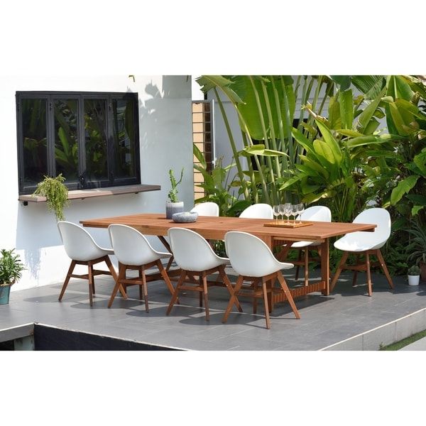 Amazonia Hawaii White 9 Piece Extendable Rectangular Patio Dining Set Within Most Recently Released 9 Piece Rectangular Patio Dining Sets (View 13 of 15)