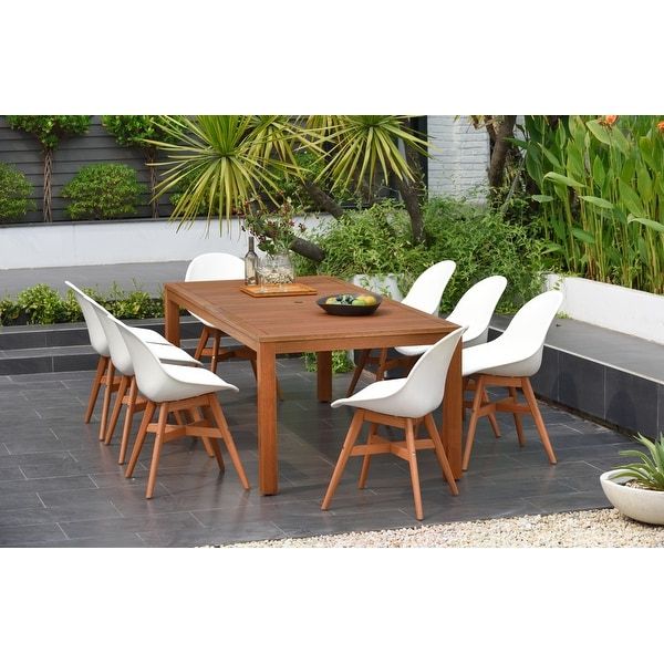 Amazonia Hawaii White 9 Piece Rectangular Sidechair Patio Dining Set For Most Up To Date White Rectangular Patio Dining Sets (View 8 of 15)