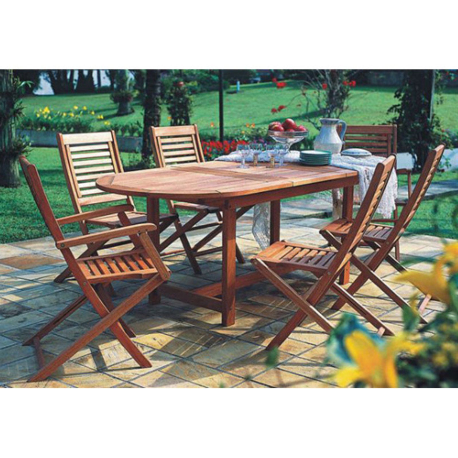 Amazonia Milano Eucalyptus Oval Extendable 7 Piece Patio Dining Set For Popular Oval 7 Piece Outdoor Patio Dining Sets (View 5 of 15)