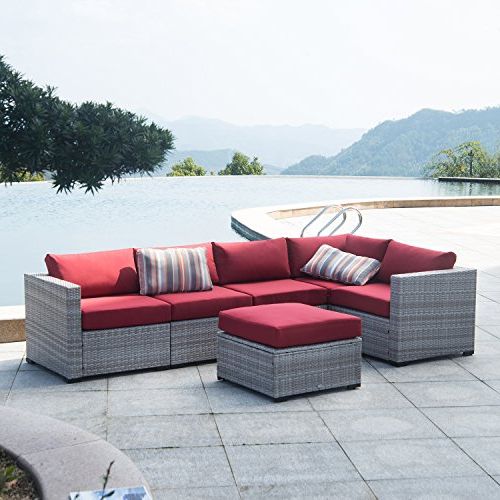 Auro Outdoor Furniture Sectional Sofa Conversation Set (6 Piece Set For Well Known Gray All Weather Outdoor Seating Patio Sets (View 7 of 15)