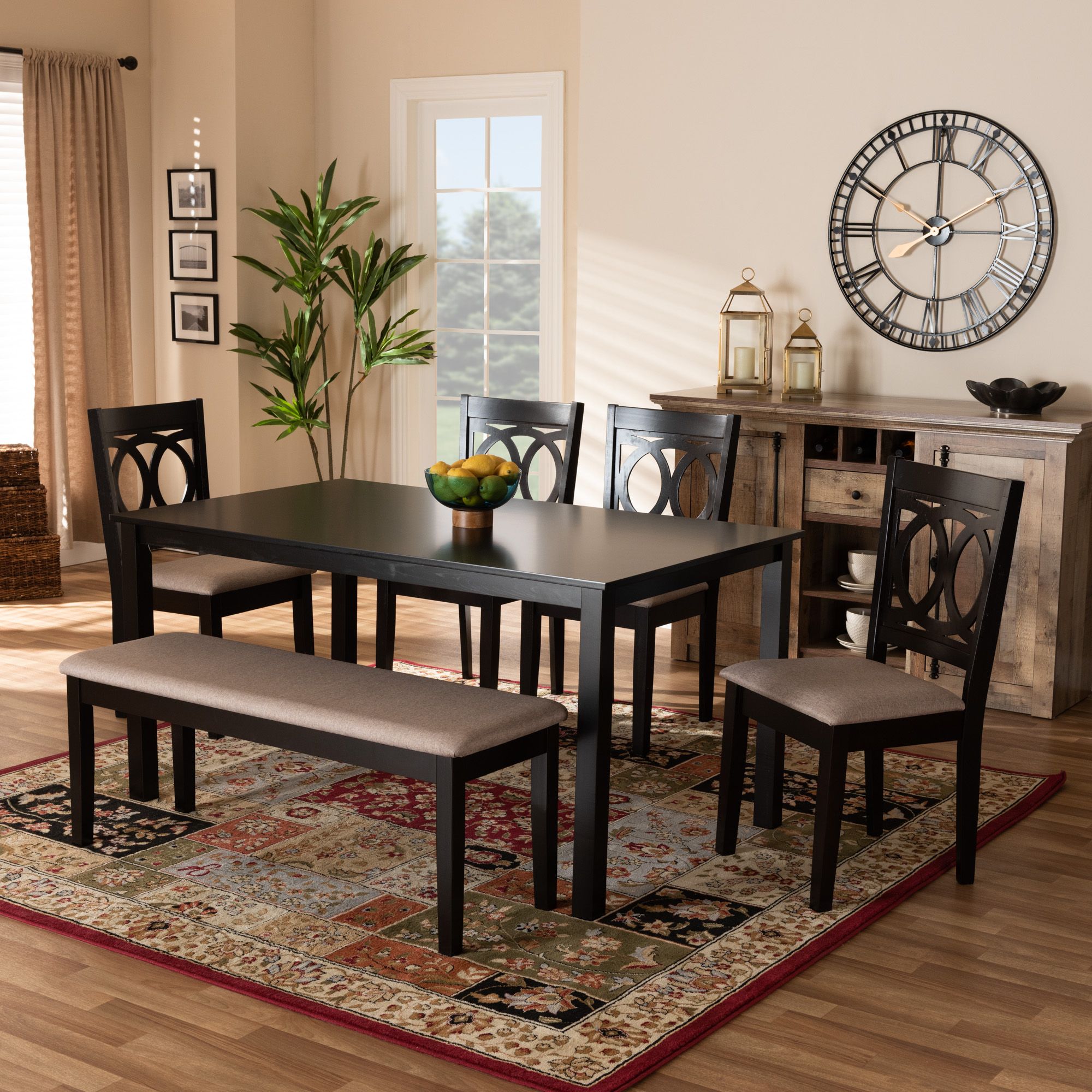Baxton Studio Bennett Modern And Contemporary Sand Fabric Upholstered With Regard To Recent Dark Brown 6 Piece Patio Dining Sets (View 11 of 15)