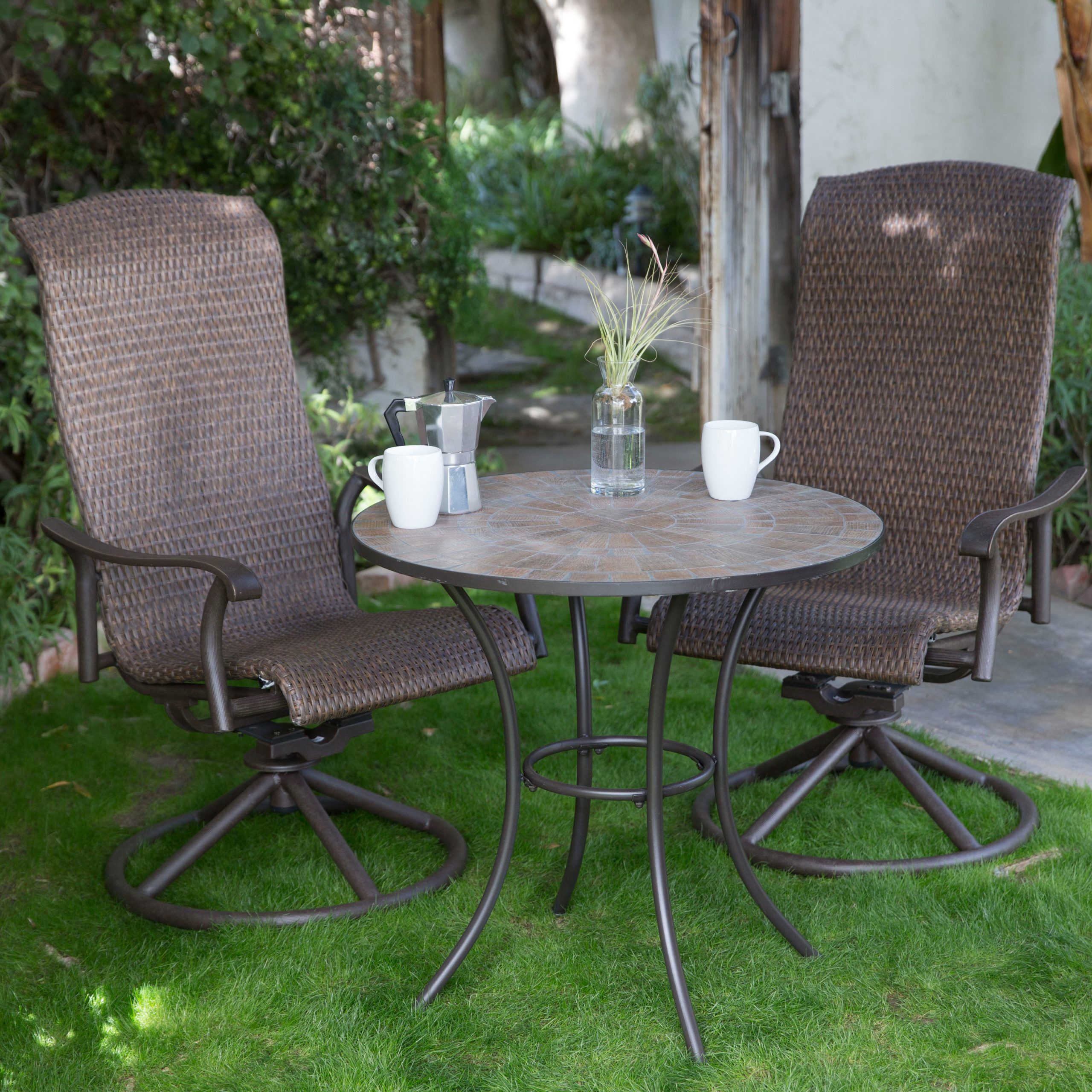 Belham Living Tinsley 3 Piece Wicker Bistro Set – Outdoor Bistro Sets With Regard To Newest Outdoor Wicker Cafe Dining Sets (View 6 of 15)