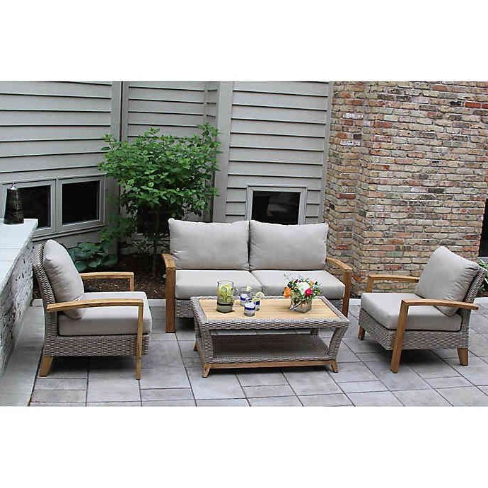 Best And Newest 4 Piece Gray Outdoor Patio Seating Sets With Outdoor Interiors® 4 Piece Teak & Wicker Patio Set In Grey/teak (View 4 of 15)