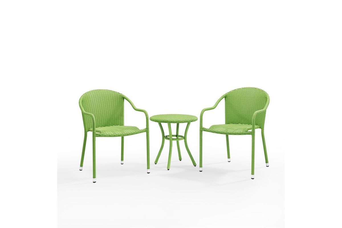 Best And Newest Palm Harbor 3 Piece Outdoor Cafe Seating Set In Green At Gardner White Pertaining To White 3 Piece Outdoor Seating Patio Sets (View 3 of 15)