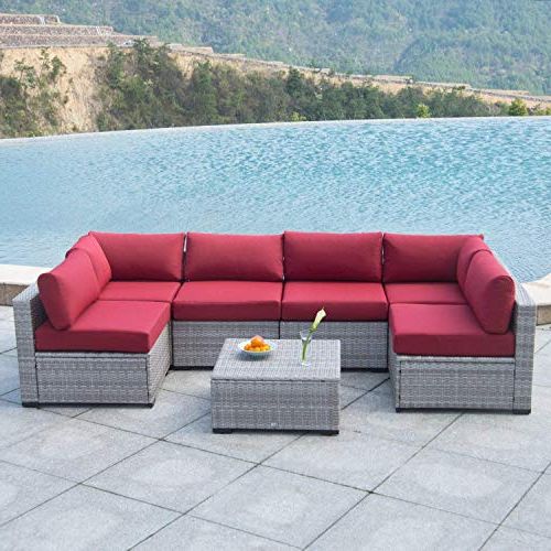 Best And Newest Red Loveseat Outdoor Conversation Sets Intended For Auro Outdoor Furniture Sectional Sofa Conversation Set (7 Piece Set (View 6 of 15)