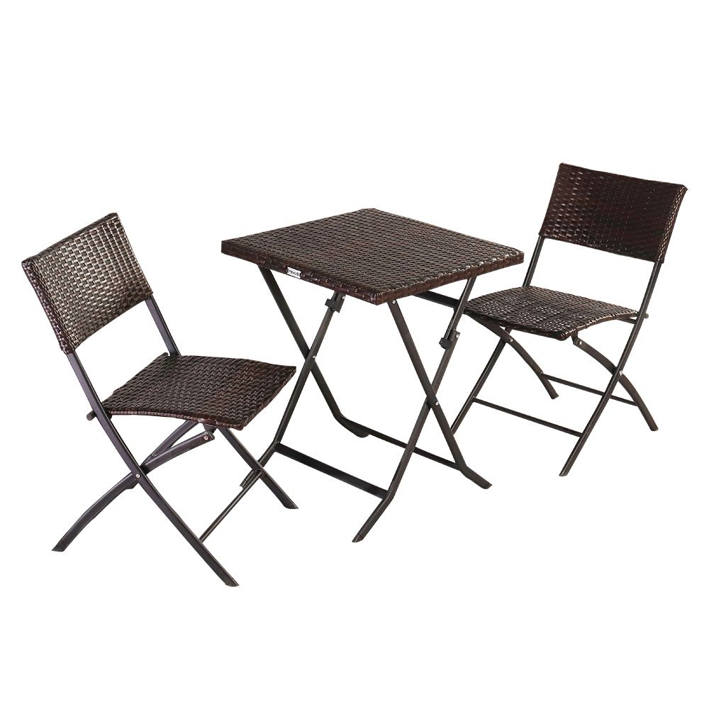 Best And Newest Urhomepro Patio Dining Sets, 3 Piece Rattan Bistro Patio Set, Wicker Pertaining To 3 Piece Outdoor Table And Chair Sets (View 14 of 15)